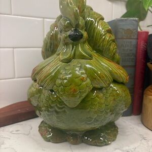 Green Ceramic‎ Rooster Figurine